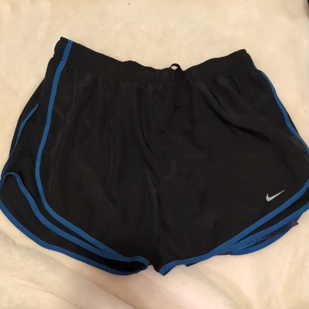 Black Nike Athletic Shorts with Blue Trim